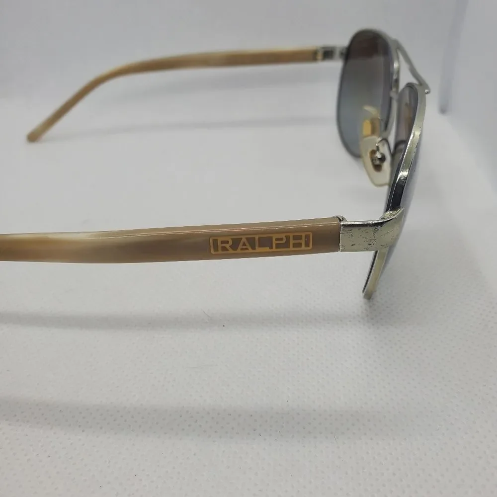 Ralph Lauren Polarized Silver & Tan Aviator Sunglasses